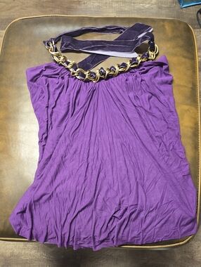 T-bag Los Angeles Purple Sleeveless Chain-Neck Top